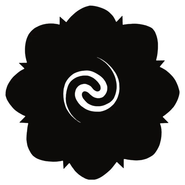Rosa de Borneo compacta con espiral central pequeña, dibujo de Leo Martínez.